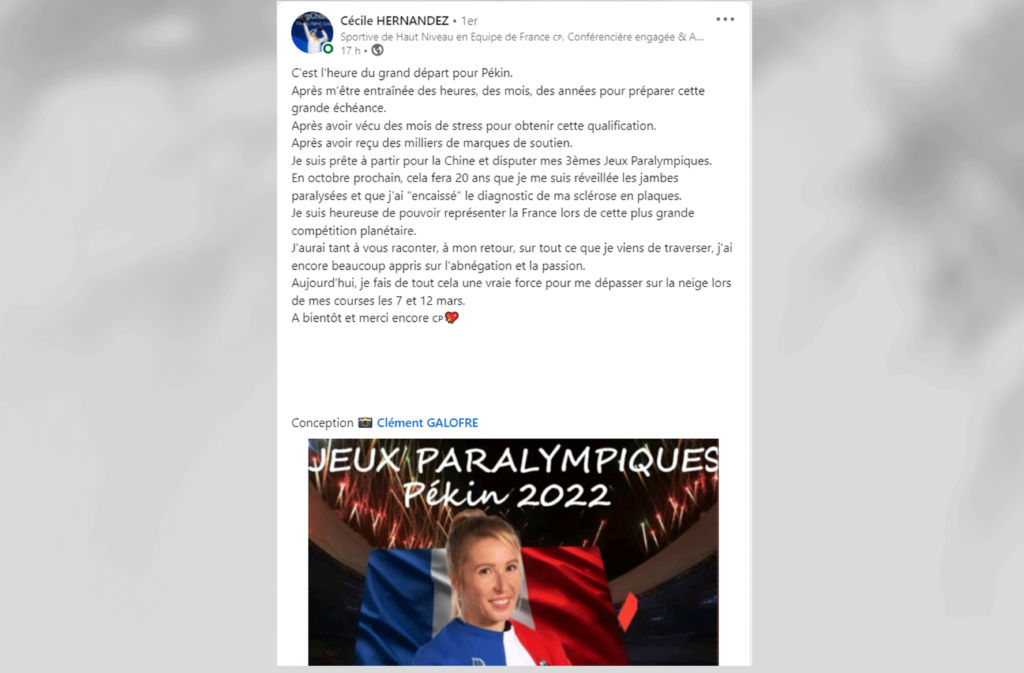 Publication du visuel sur le compte LinkedIn de Cécile Hernandez