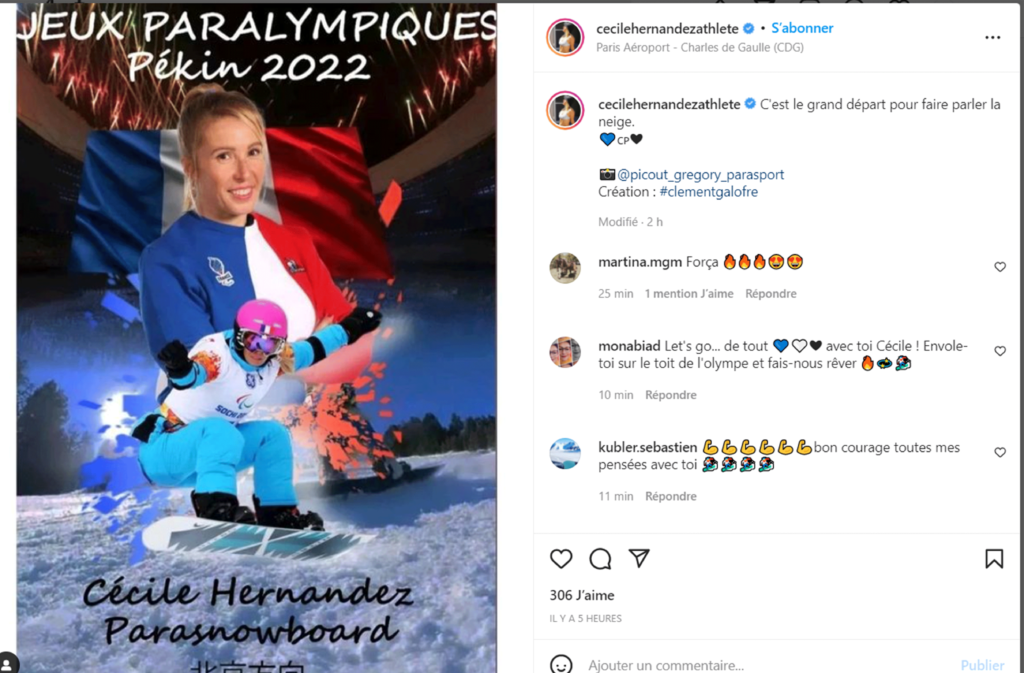 Publication du visuel sur le compte Instagram de Cécile Hernandez