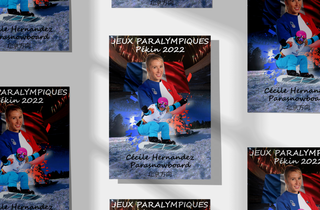 Visuel de Cécile Hernandez pour la participation aux jeux paralympiques de Pékin 2022 sur mockup