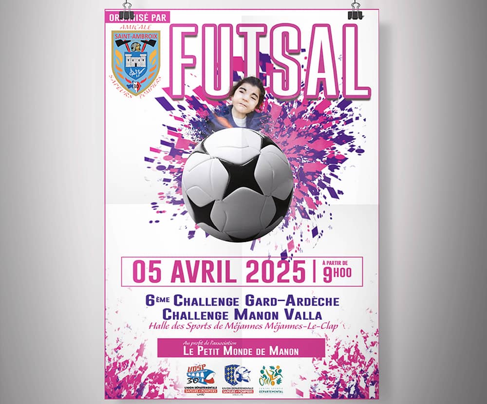 Mockup de l'affiche pour l'évnèment organisé par l'amicale des sapeurs pompiers pour l'association le petit monde de manon