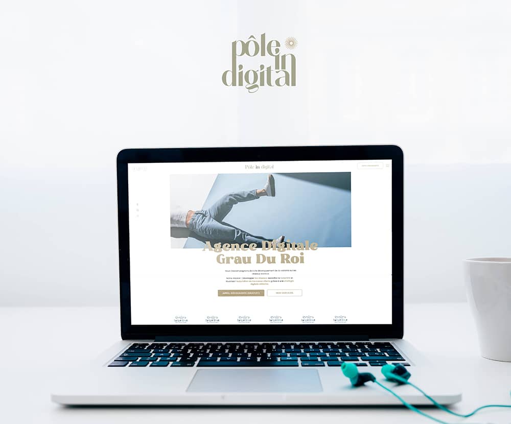 mockup de la refonte du site intrnet de l'agence de communication Pole in Digital au Grau du Roi